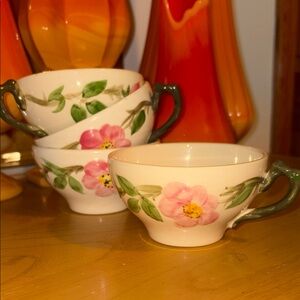 Set of 4 Vintage Franciscan Desert Rose Tea Cups